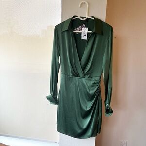 Cider Emerald Green Satin Dress